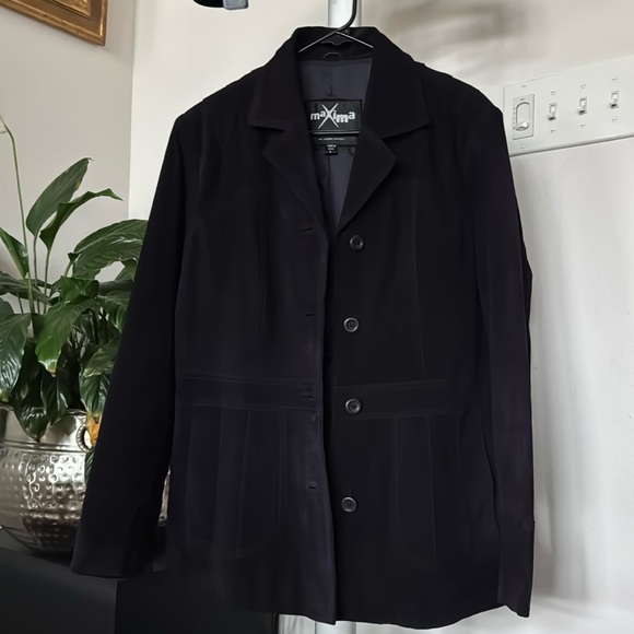 Maxima/Wilsons Purple Suede Leather Button Front Tailored Jacket/Coat Sz L - Picture 1 of 12